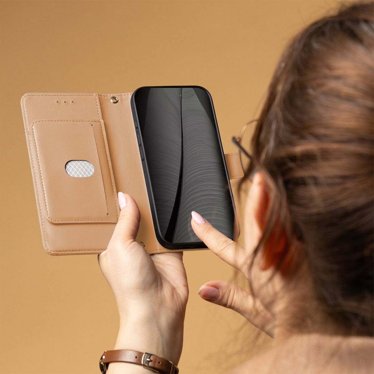 Wallet Smart Triangle Kompatibel mit iPhone 18 Pro / 17 Pro Braun-4