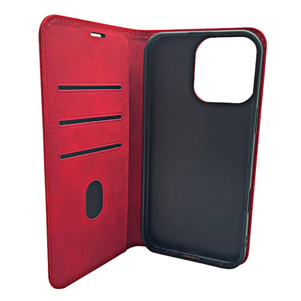 Wallet Smart Suede Kompatibel mit iPhone 18 Pro / iPhone 17 Pro Rot-2