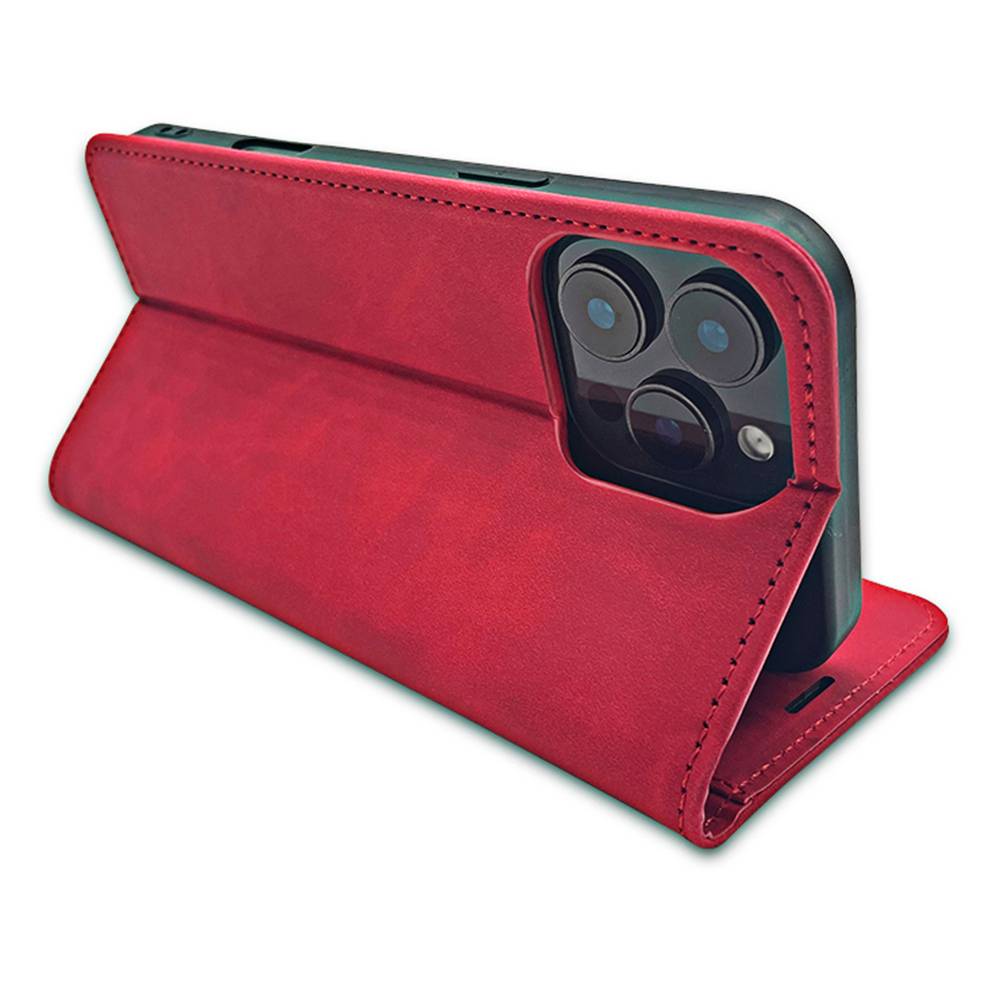 Wallet Smart Suede Kompatibel mit iPhone 18 Pro / iPhone 17 Pro Rot-3