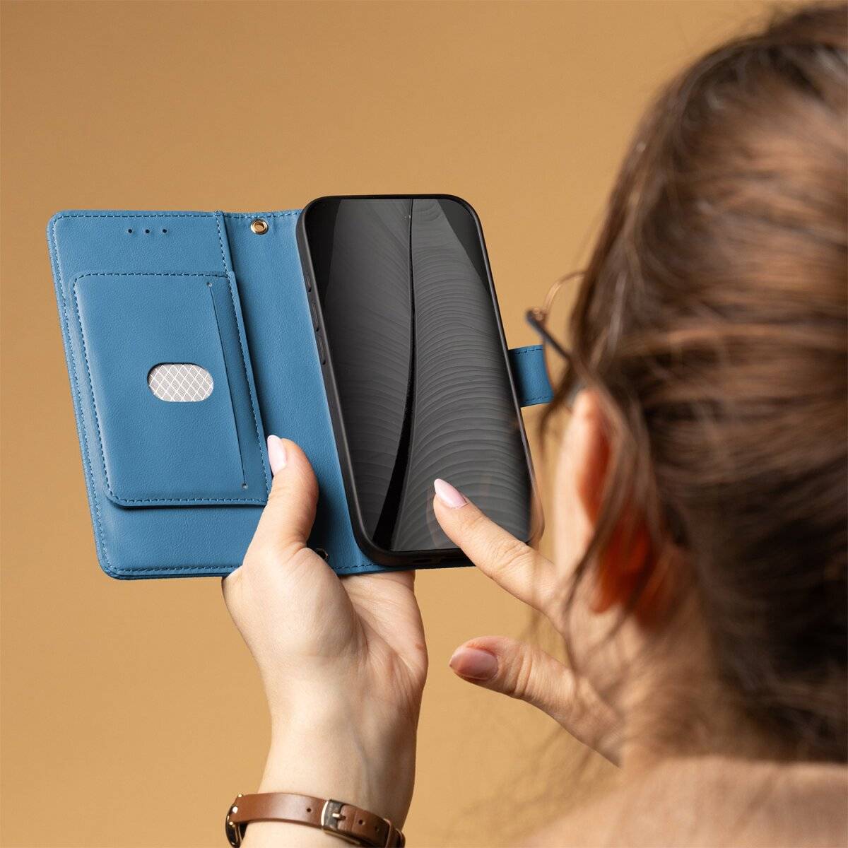 Wallet Smart Triangle Kompatibel mit iPhone 18 Pro / 17 Pro Blau-4