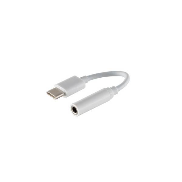 KABELBUDE.EU USB-C-Klinkenadapter USB-C-Stecker auf 3,5 mm Klinkenbuchse analog 10 cm Weiß