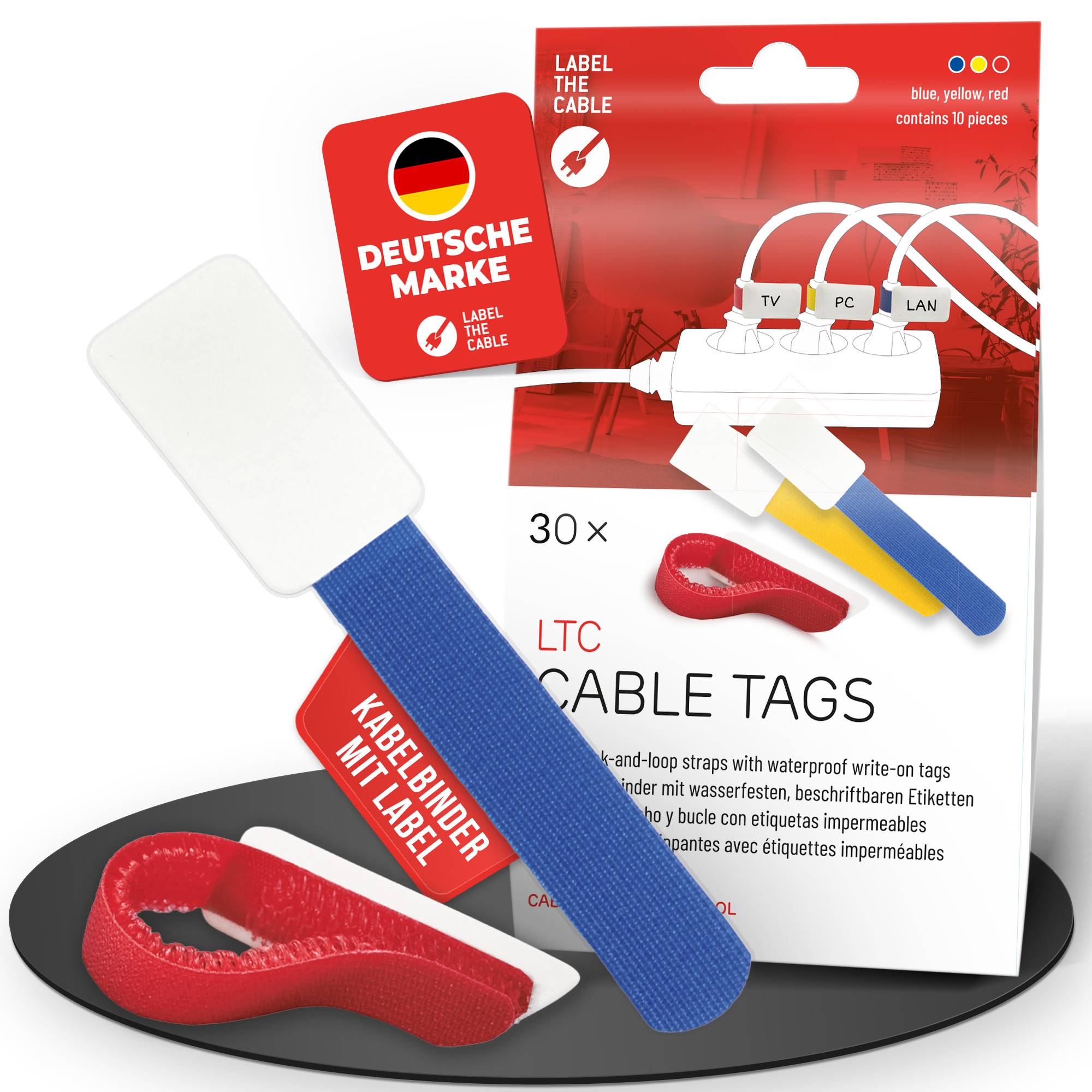 LABEL-THE-CABLE - LTC Klettkabelbinderlabel Set wiederverwendbar mix 30er-0