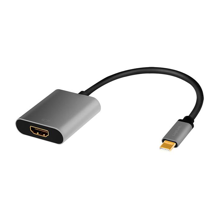Logilink USB 3.2 Gen1 Type-C adapter, C/M to HDMI-A/F, 4K/60 Hz, alu, black/grey, 0.15 m Kabel &-0