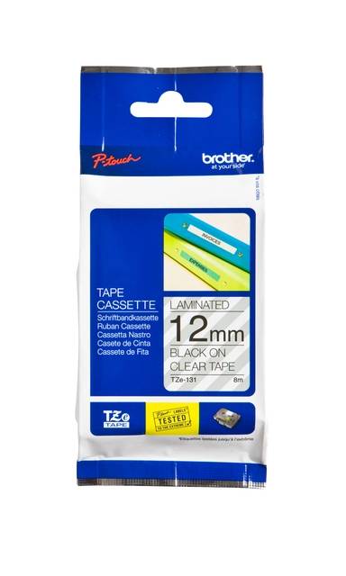 Brother P-Touch Schriftband schwarz auf transparent 8m x 12mm-0