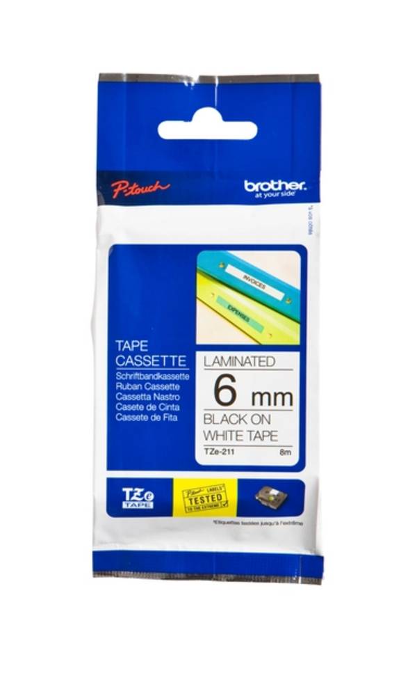 Brother P-Touch Schriftband schwarz auf weiß 8m x 6mm