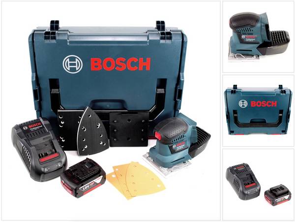 Bosch GSS 18V-10 Akku Schwingschleifer 18V + 1x Akku 4,0Ah + Ladegerät + L-Boxx