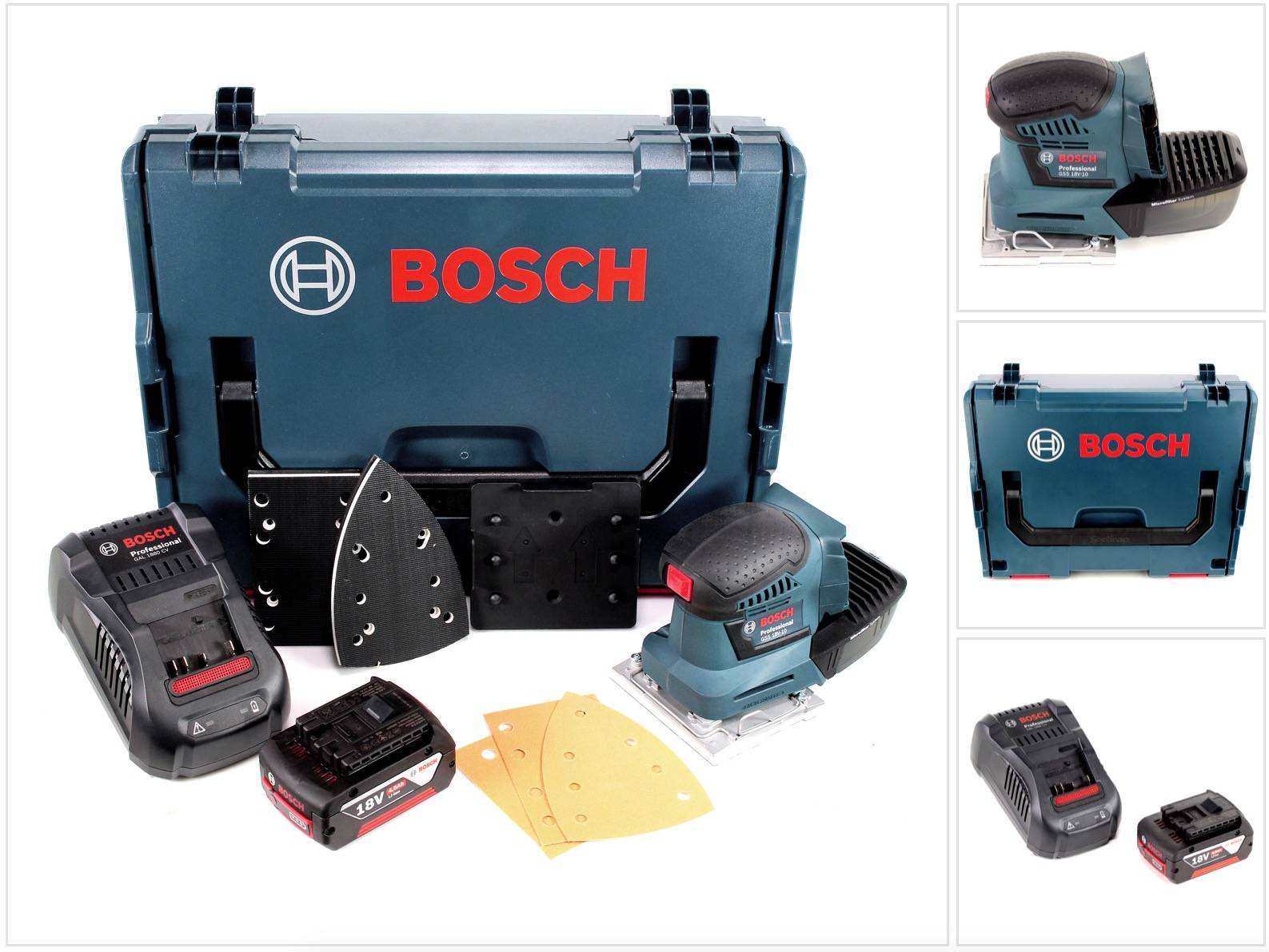 Bosch GSS 18V-10 Akku Schwingschleifer 18V + 1x Akku 4,0Ah + Ladegerät + L-Boxx-0