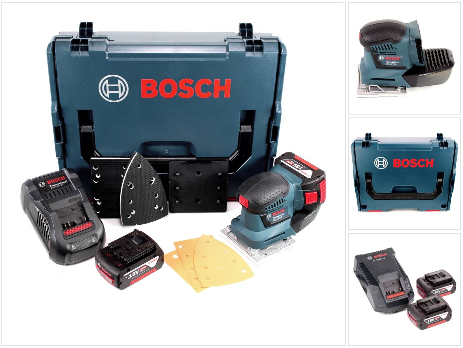 Bosch GSS 18V-10 Akku Schwingschleifer 18V + 2x Akku 4,0Ah + Ladegerät + L-Boxx-0