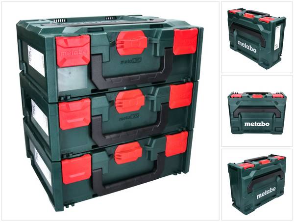 Metabo metaBOX 145 Set 3x System Werkzeug Koffer Stapelbar 396 x 296 x 145 mm - ohne Einlage