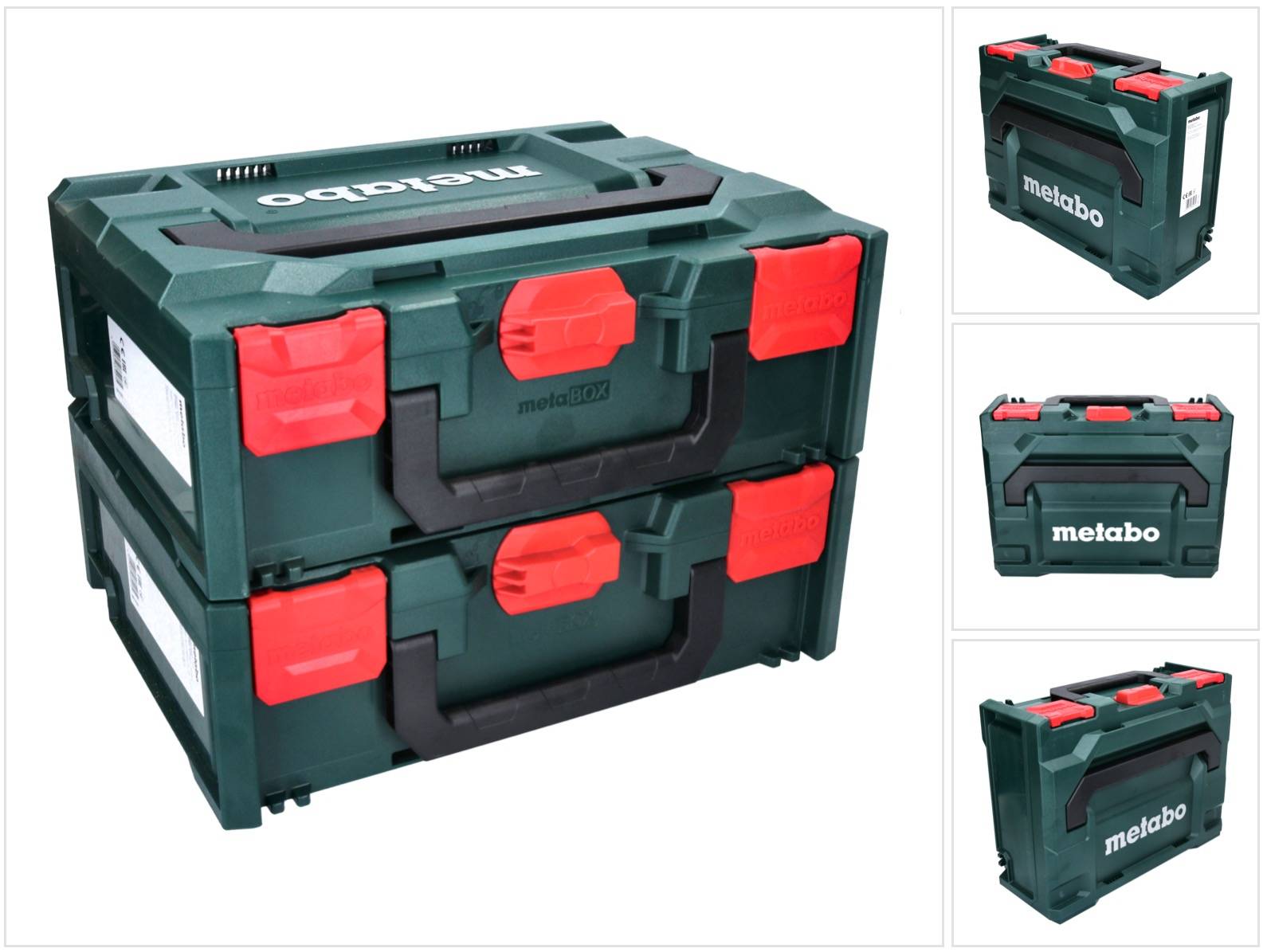 Metabo metaBOX 145 Set 2x System Werkzeug Koffer Stapelbar 396 x 296 x 145 mm + 2x Universaleinlage-0