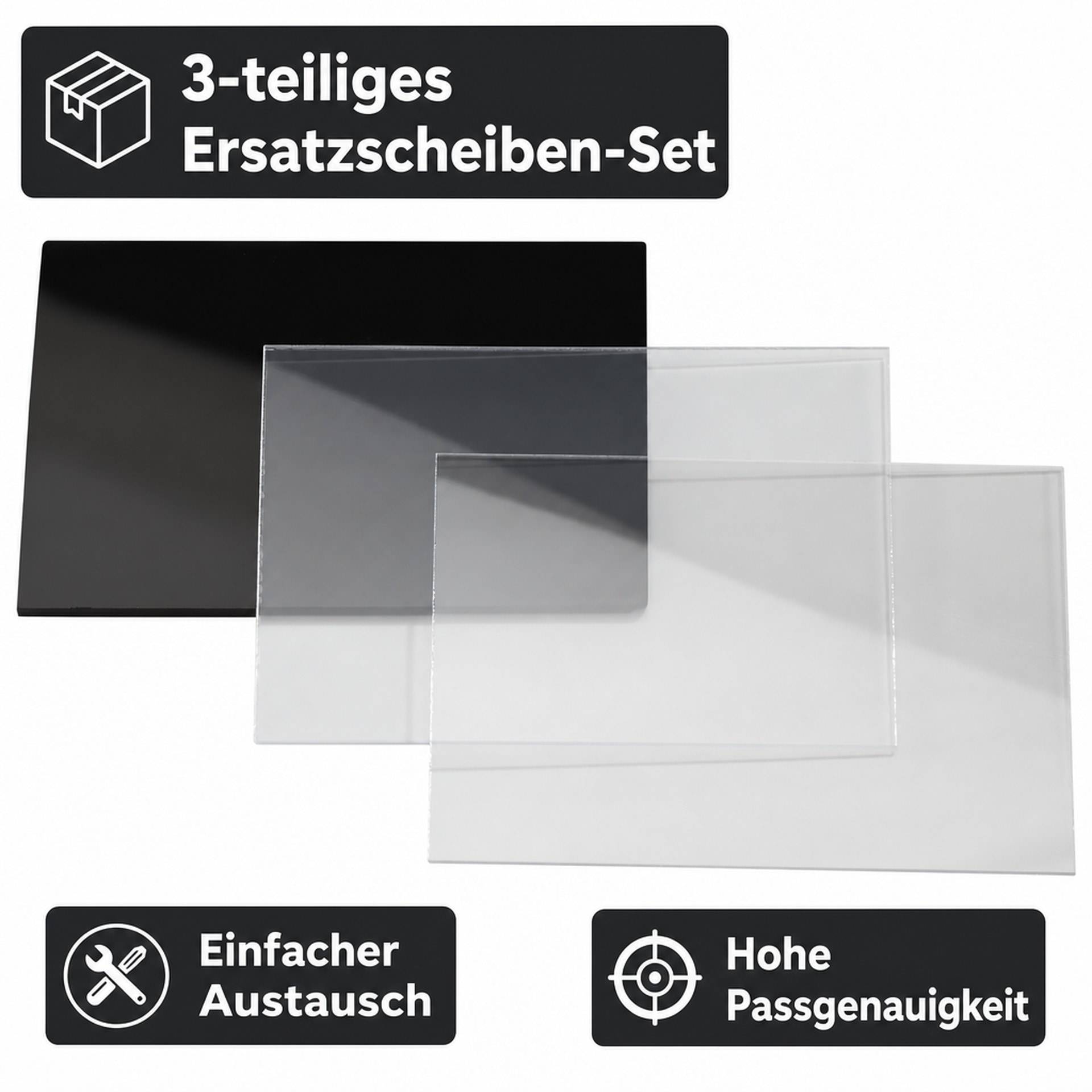 Ersatzscheiben Set 3-teilig für Schweißer Kopfschutzschirm 2 in 1-1
