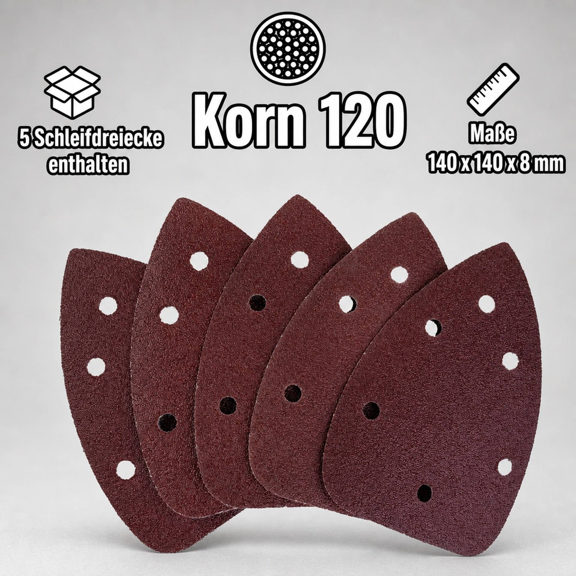 Schleifdreiecke, Korn 120, 140 x 140 x 8 mm, 5 Stück-2