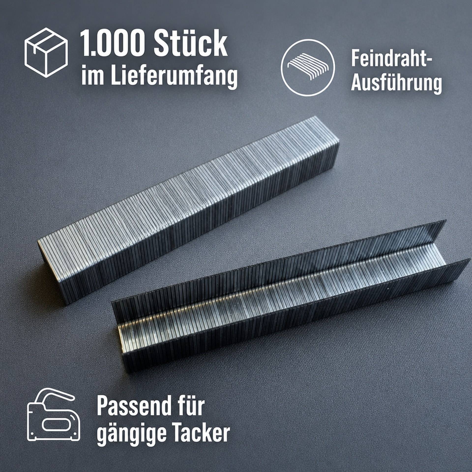 6 mm Feindraht Tacker Klammern, 1.000 Stück, Stärke 0,7 mm-1