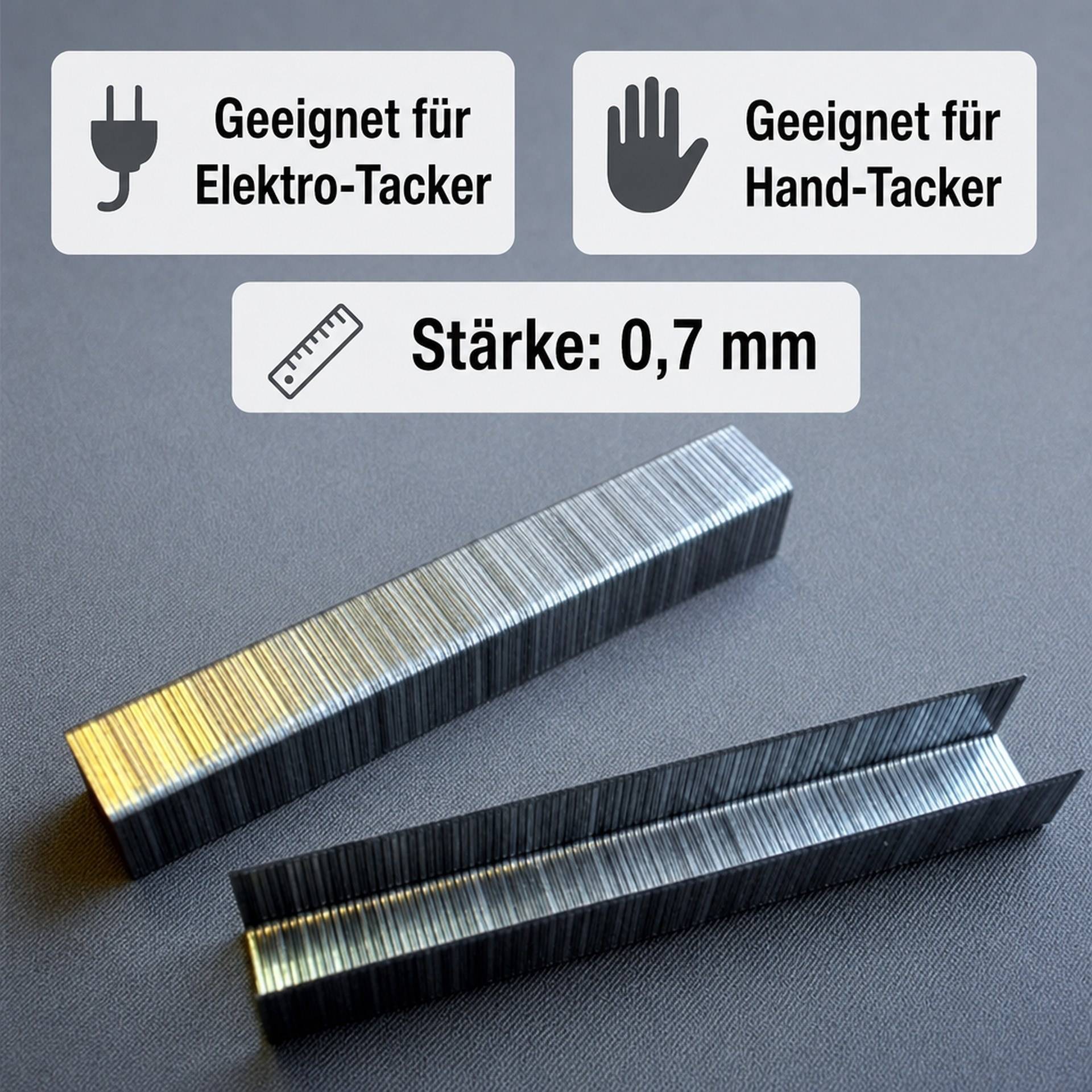 6 mm Feindraht Tacker Klammern, 1.000 Stück, Stärke 0,7 mm-2