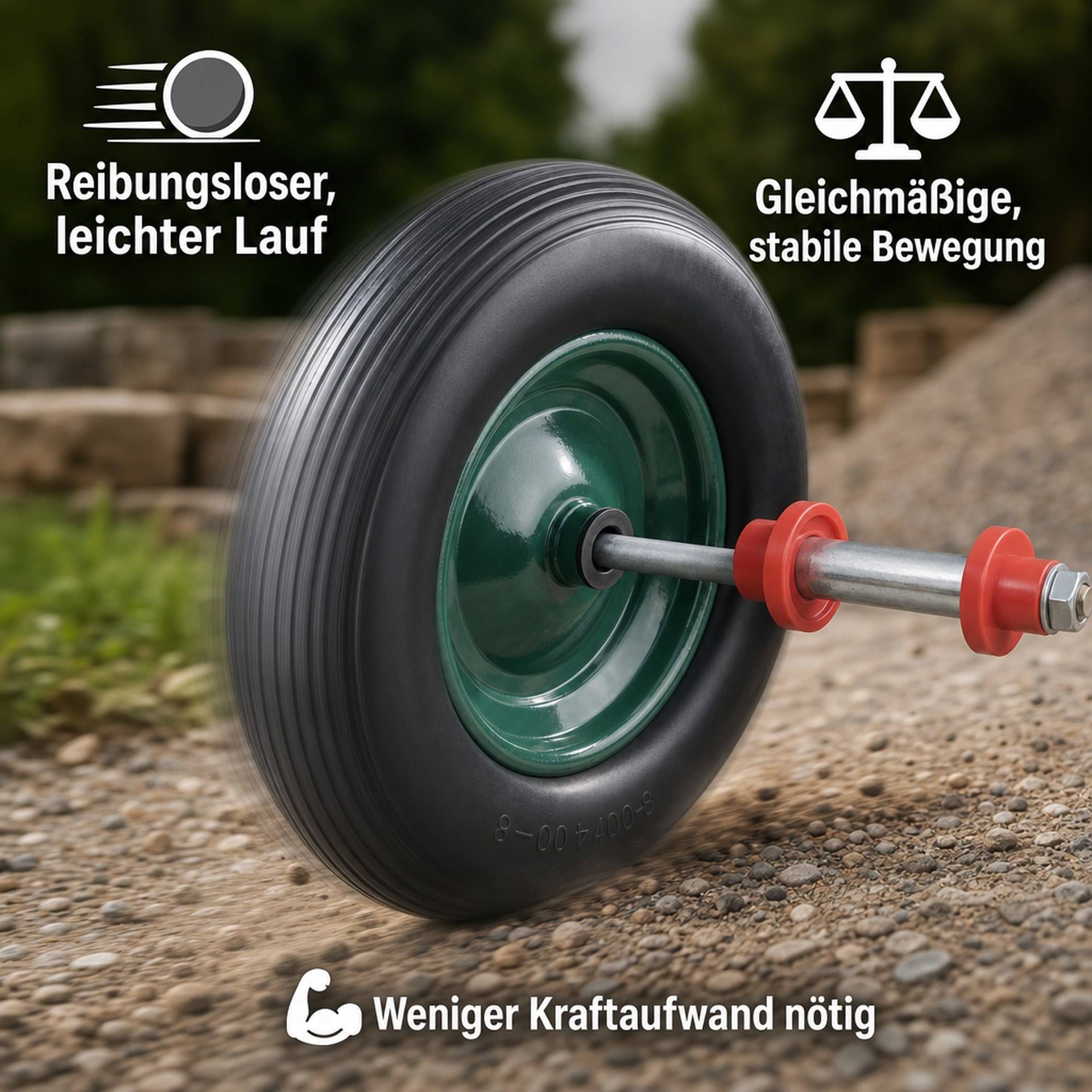 Pannensicheres Schubkarrenrad mit Nadellager, 1 Stück-4