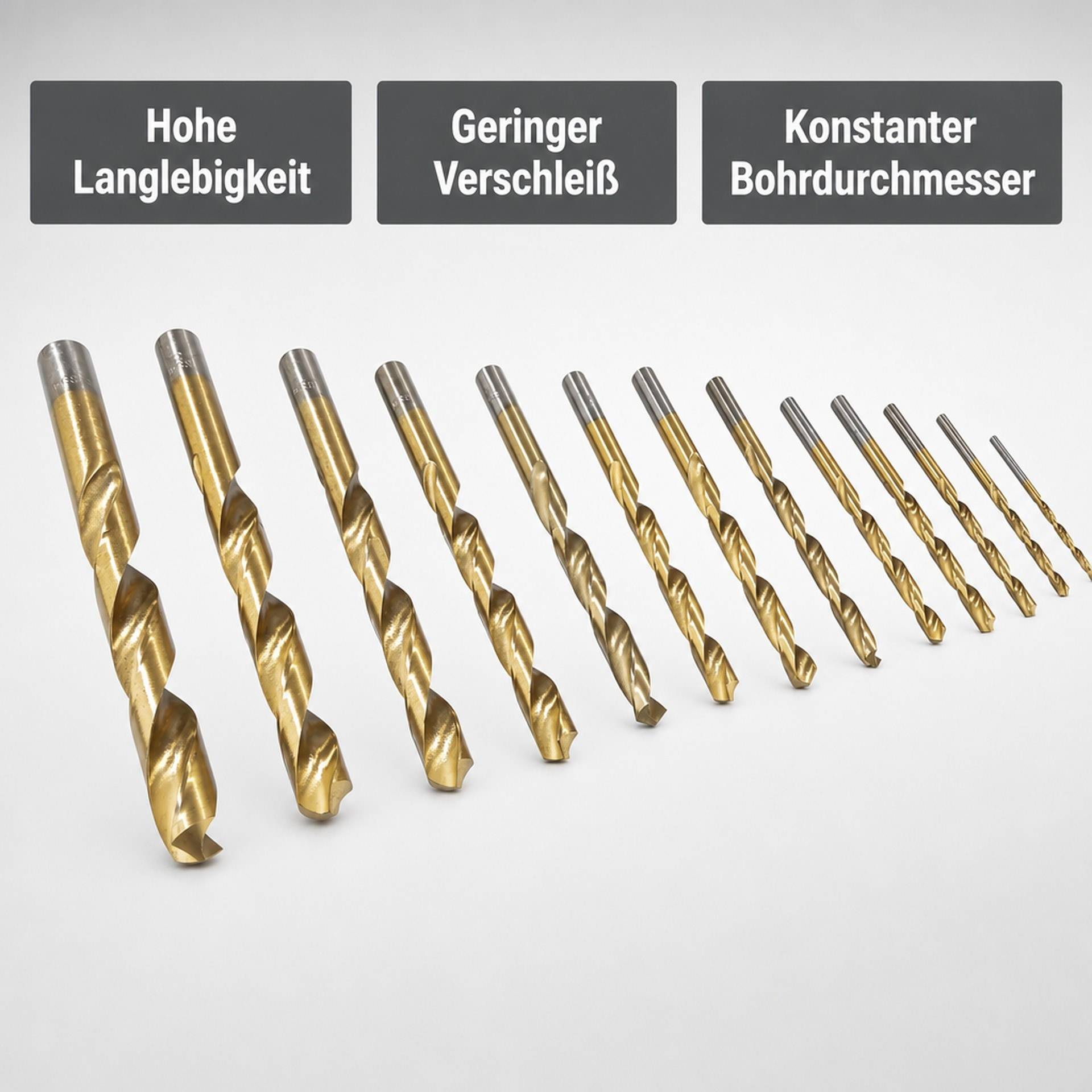 HSS-Spiralbohrer Satz, Titan beschichtet, 13-teilig-4