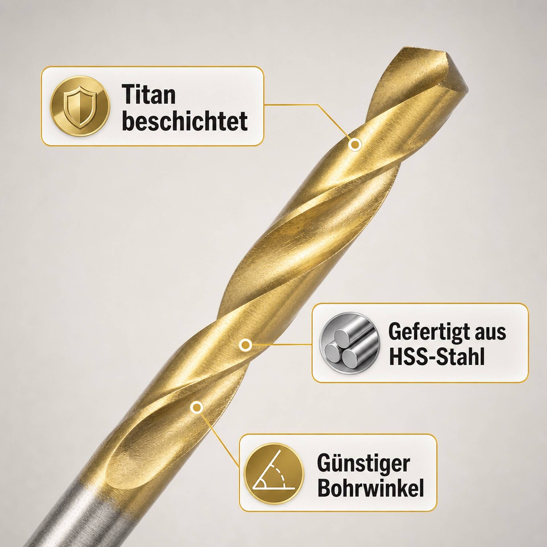 HSS-Spiralbohrer Satz, Titan beschichtet, 13-teilig-5