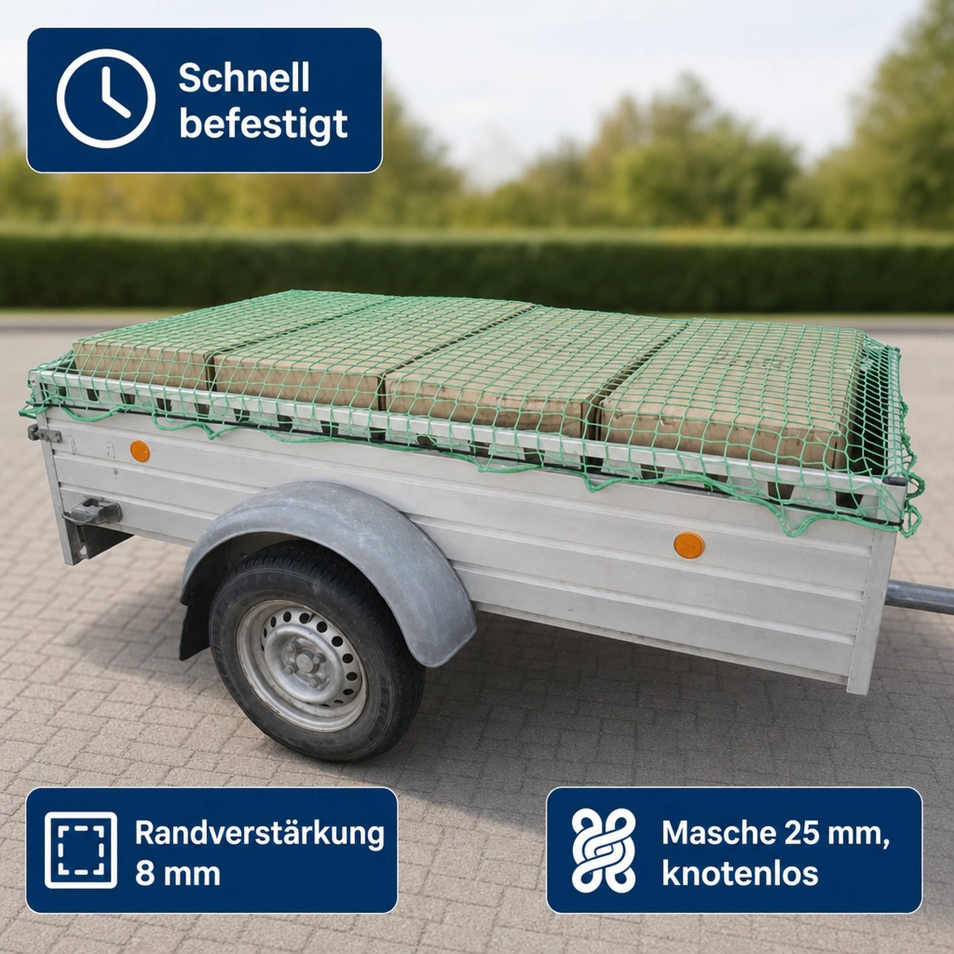 Anhängernetz mit Expanderband 1,60 x 2,50 Meter-3