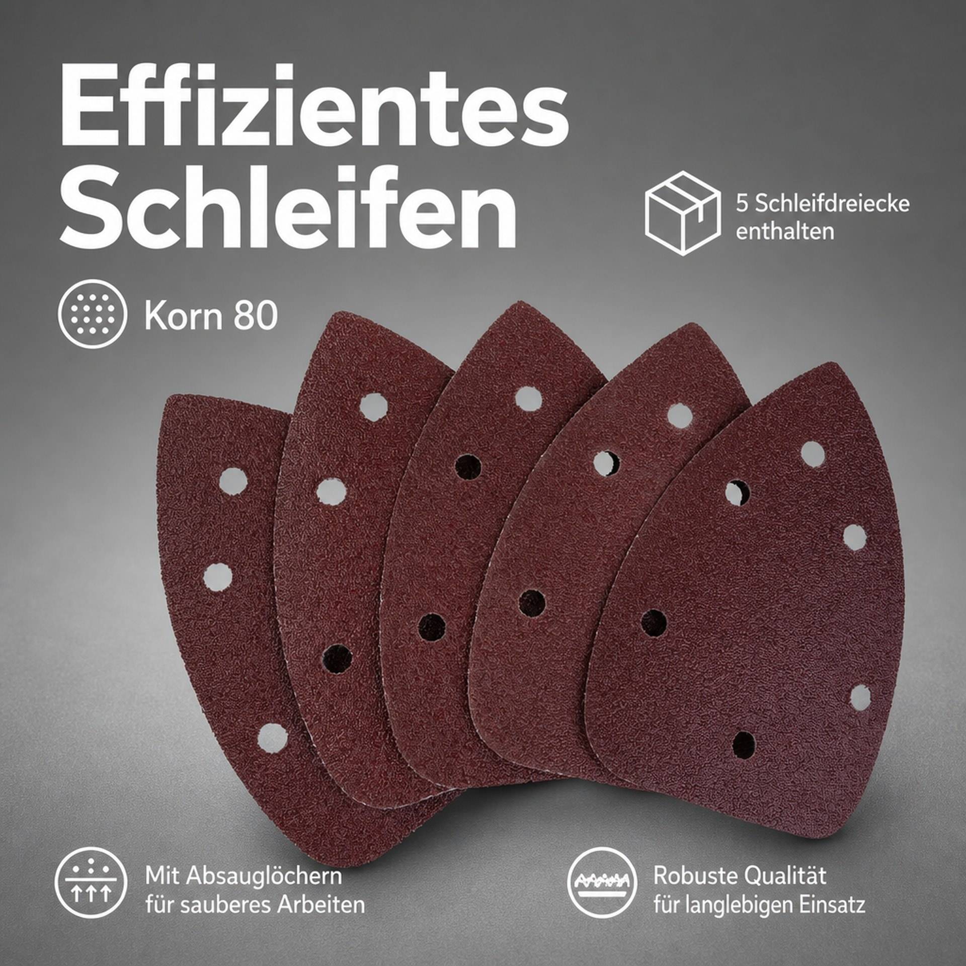Schleifdreiecke, Korn 80, 140 x 140 x 8 mm, 5 Stück-2