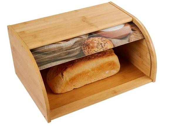 Bambus Brotkasten mit Rolldeckel (Motiv: Brotauswahl)