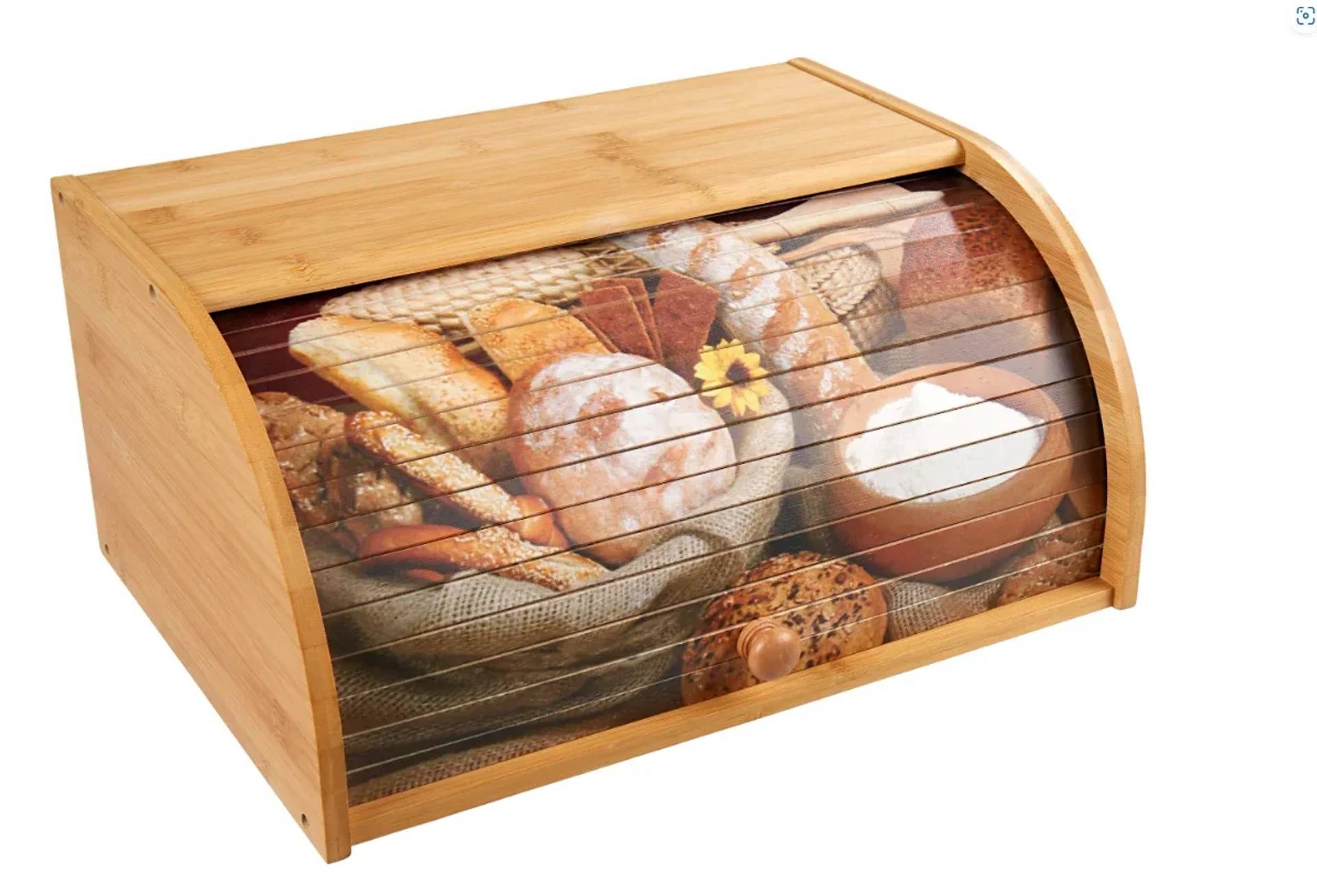 Bambus Brotkasten mit Rolldeckel (Motiv: Brotauswahl)-1
