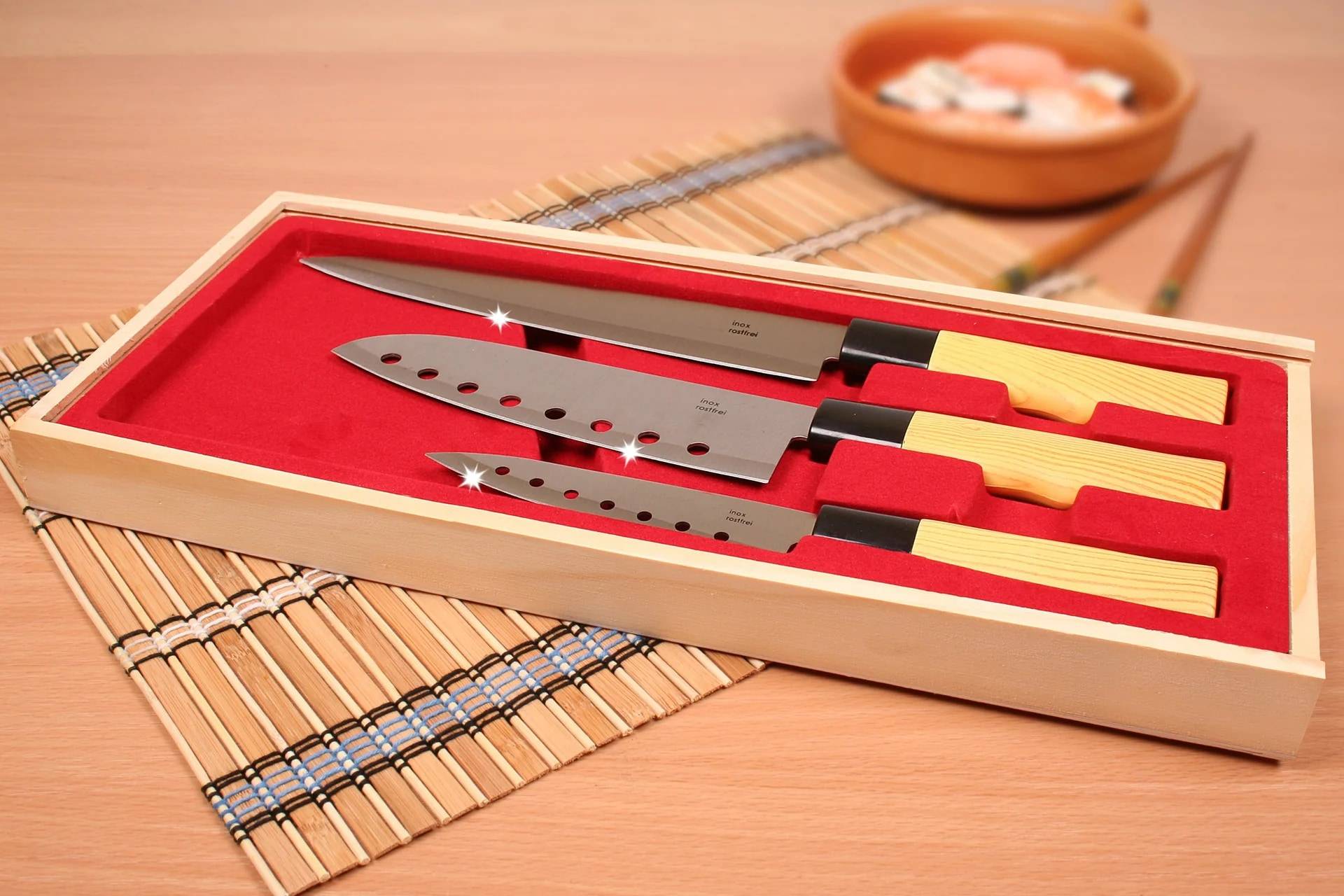 Messer-Set Asia im Holz-Etui, 3 Messer-0