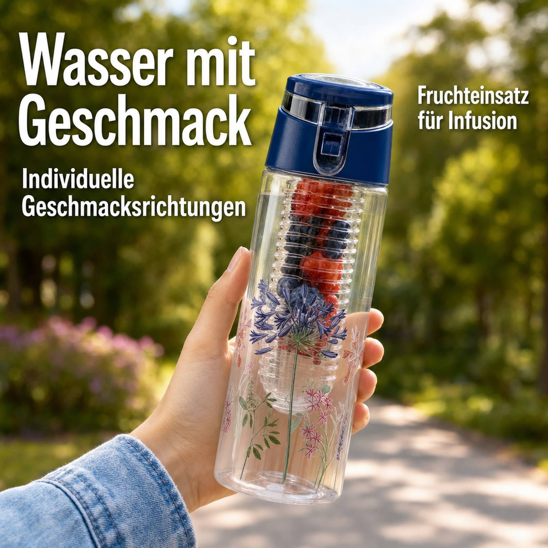 Trinkflasche mit Fruchteinsatz (Farbe: blau)-4