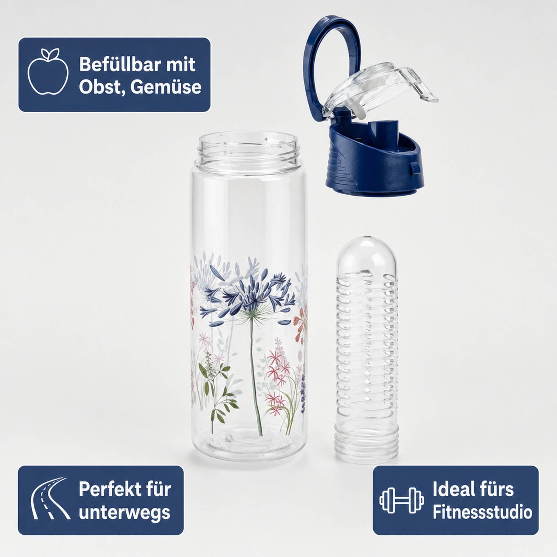 Trinkflasche mit Fruchteinsatz (Farbe: blau)-5