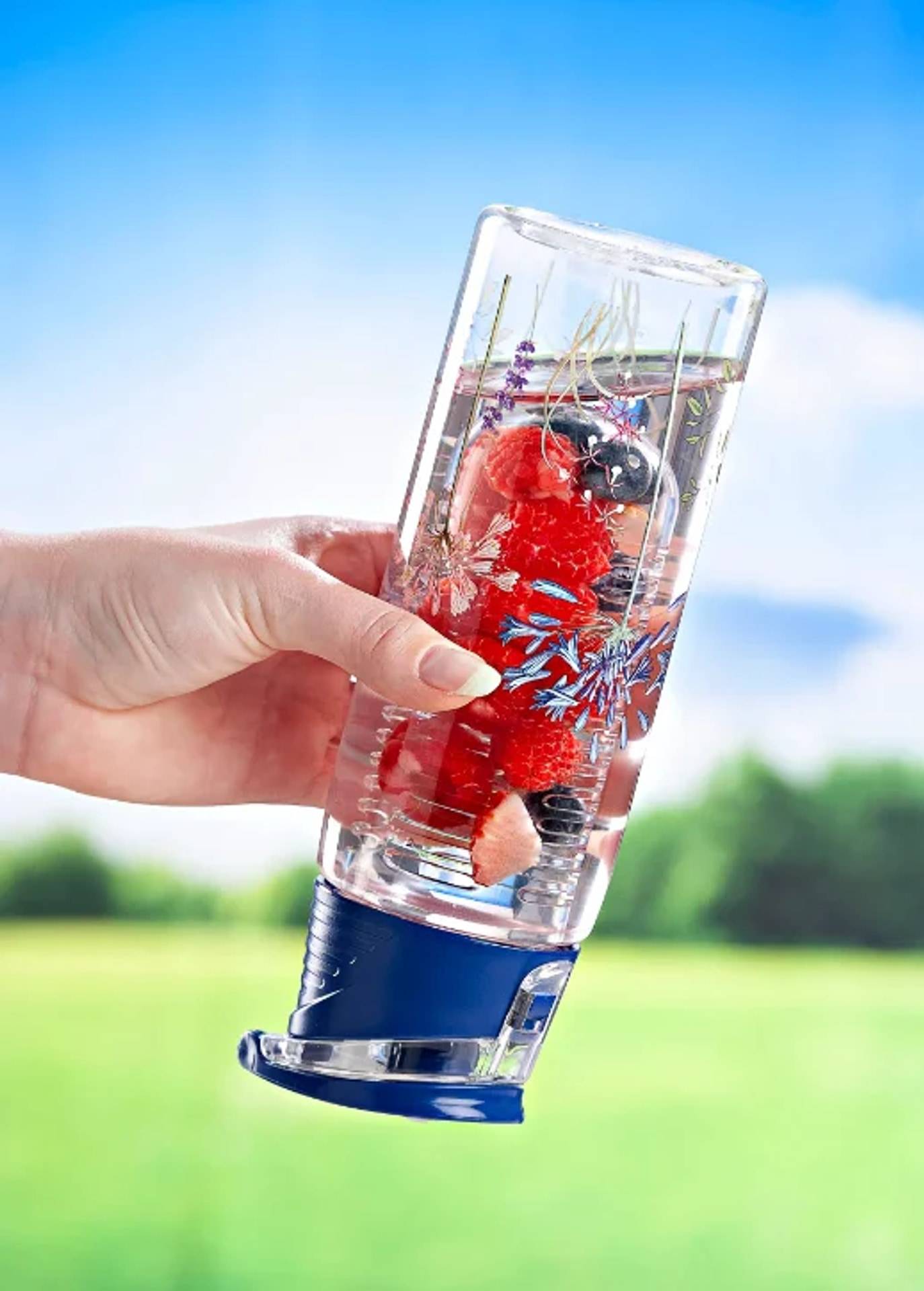 Trinkflasche mit Fruchteinsatz (Farbe: blau)-1
