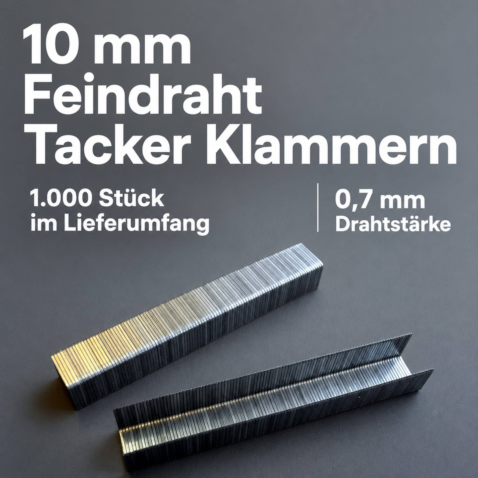 10 mm Feindraht Tacker Klammern, 1.000 Stück, 0,7 mm-1