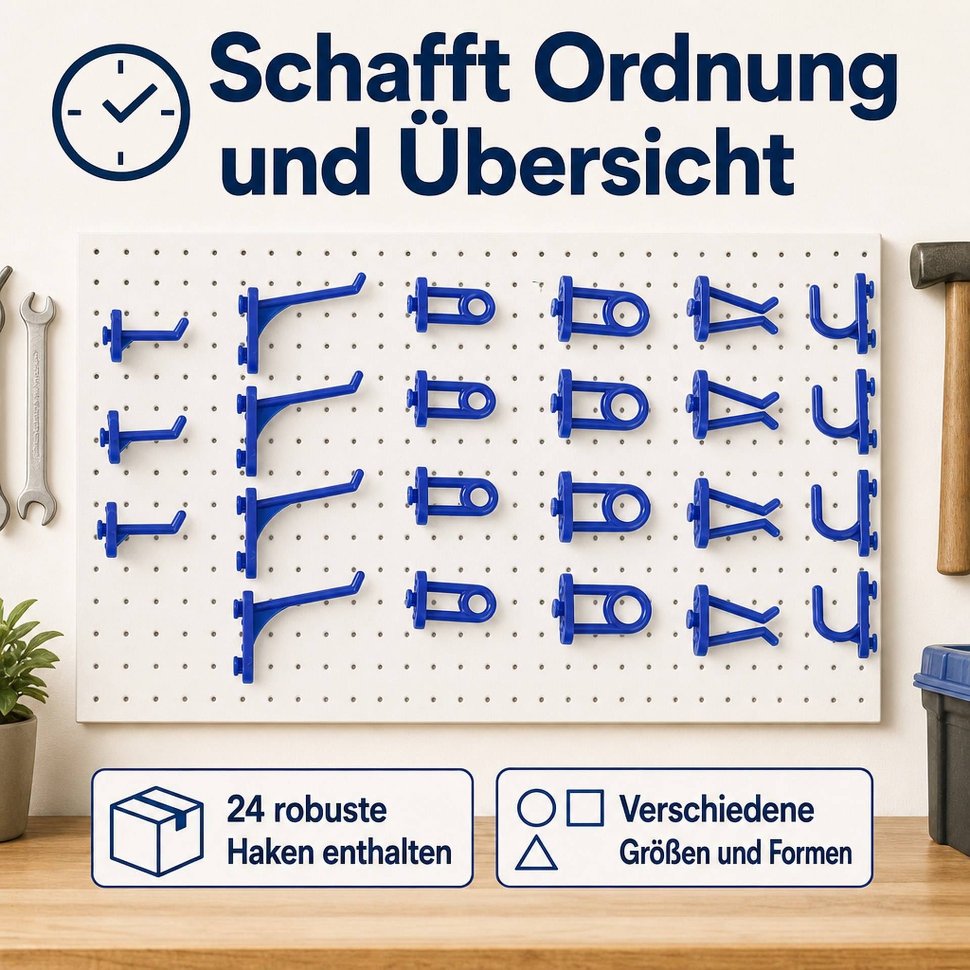 Hakensortiment 24-teilig für Lochwände-1