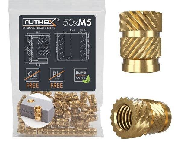 ruthex Gewindeeinsatz M5 (50 Stück), M5x9,5-1