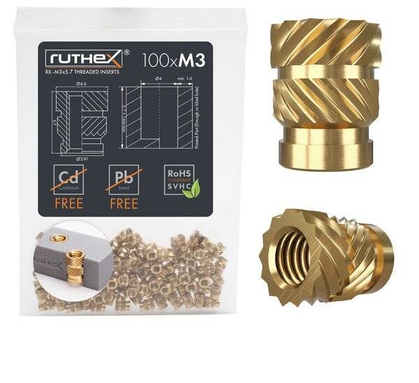 ruthex Gewindeeinsatz M3 (100 Stück), M3x5,7-1