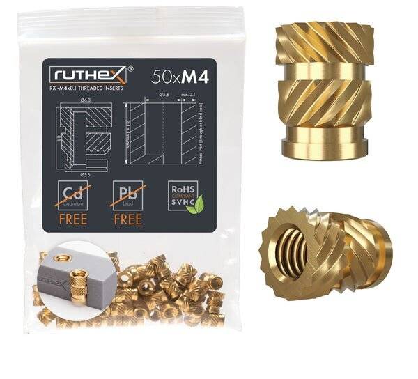 ruthex Gewindeeinsatz M4 (50 Stück), M4x8,1-1