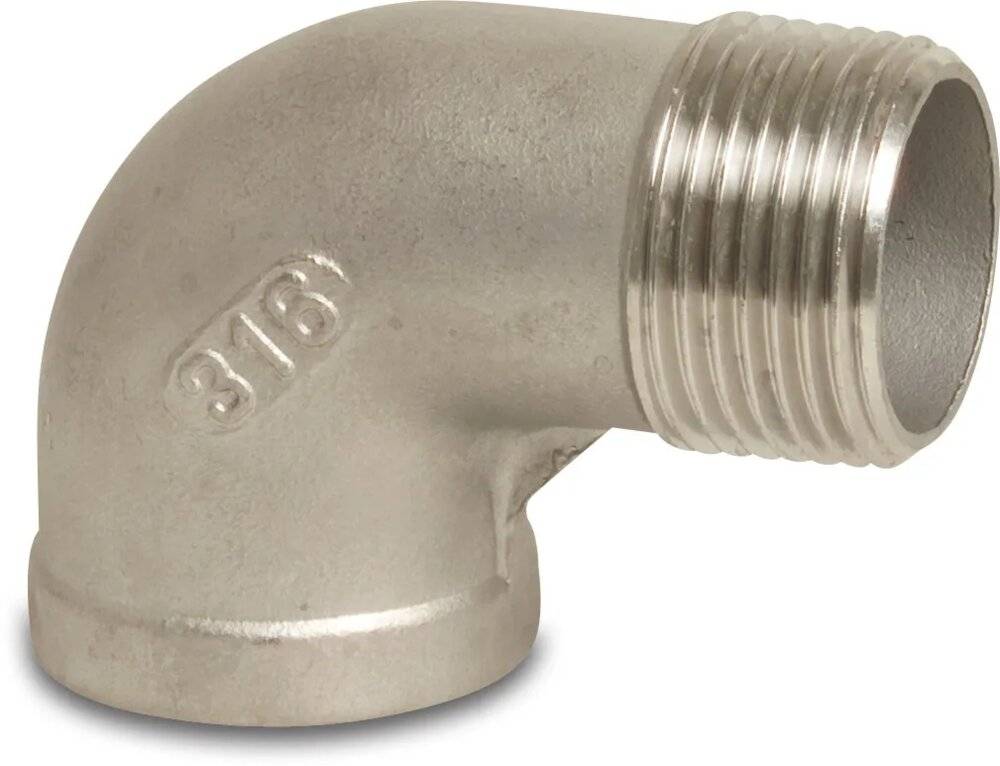 Profec Nr. 92 Winkel 90° Edelstahl 316 3/8" Innengewinde x Außengewinde