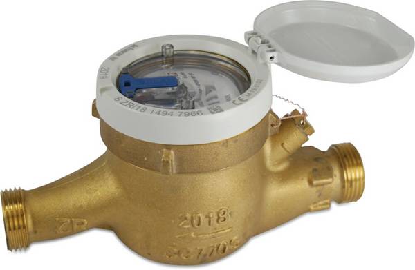Wasserzähler Nassläufer Messing 3/4" Außengewinde 16bar 1.5m³/h DN15 Messing KIWA Typ DS78TBR