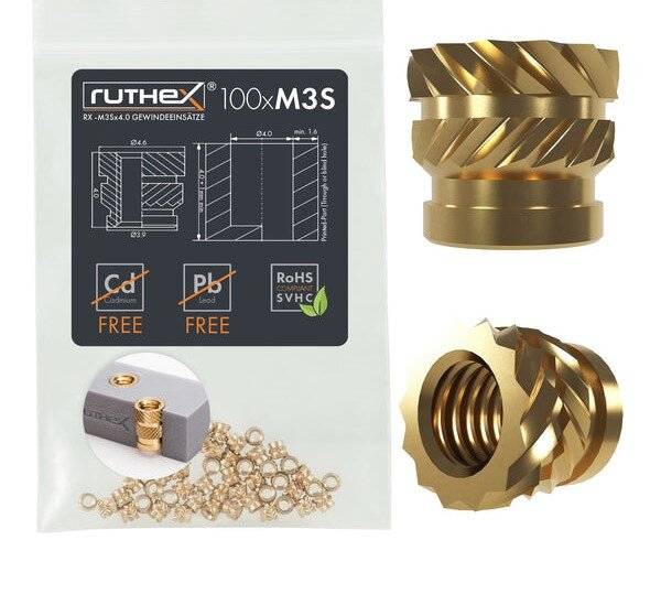 ruthex Gewindeeinsatz M3S (100 Stück), M3Sx4,0-1
