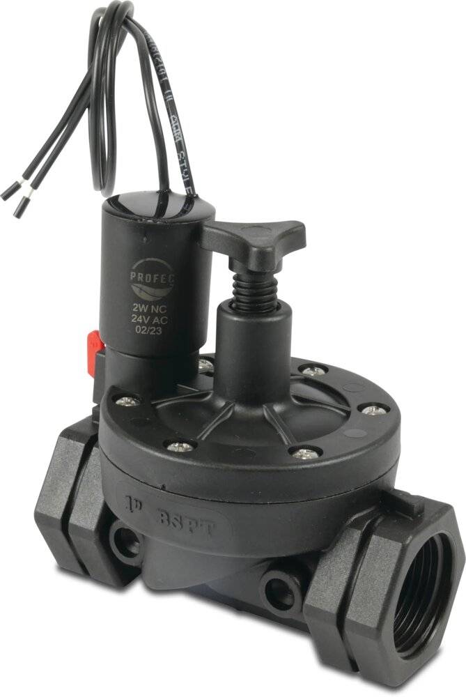 Profec Magnetventil glasfaserverstärktes Nylon 1" Innengewinde 10bar 24VAC Schwarz Typ 2-Wege-0