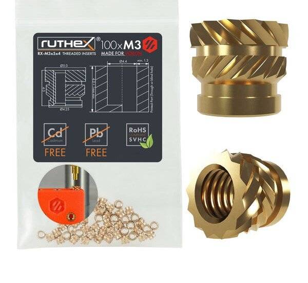 ruthex Gewindeeinsatz M3 Voron (100 Stück), M3x5x4-1