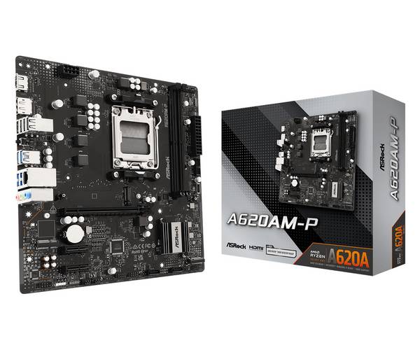 ASRock A620AM-P AMD A620A Sockel AM5 micro ATX - AMD Sockel AM5 (Ryzen Zen4) - Micro/Mini/Flex-ATX