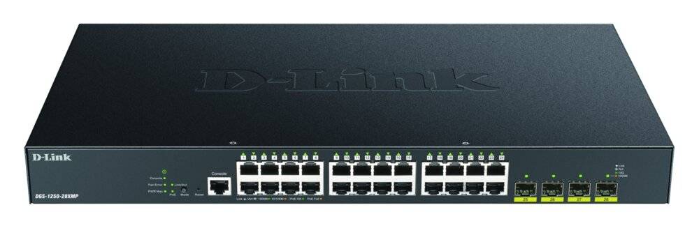 D-Link DGS-1250-28XMP Gigabit Switch PoE 28-Port Smart Managed PoE+ 4x 10G-3