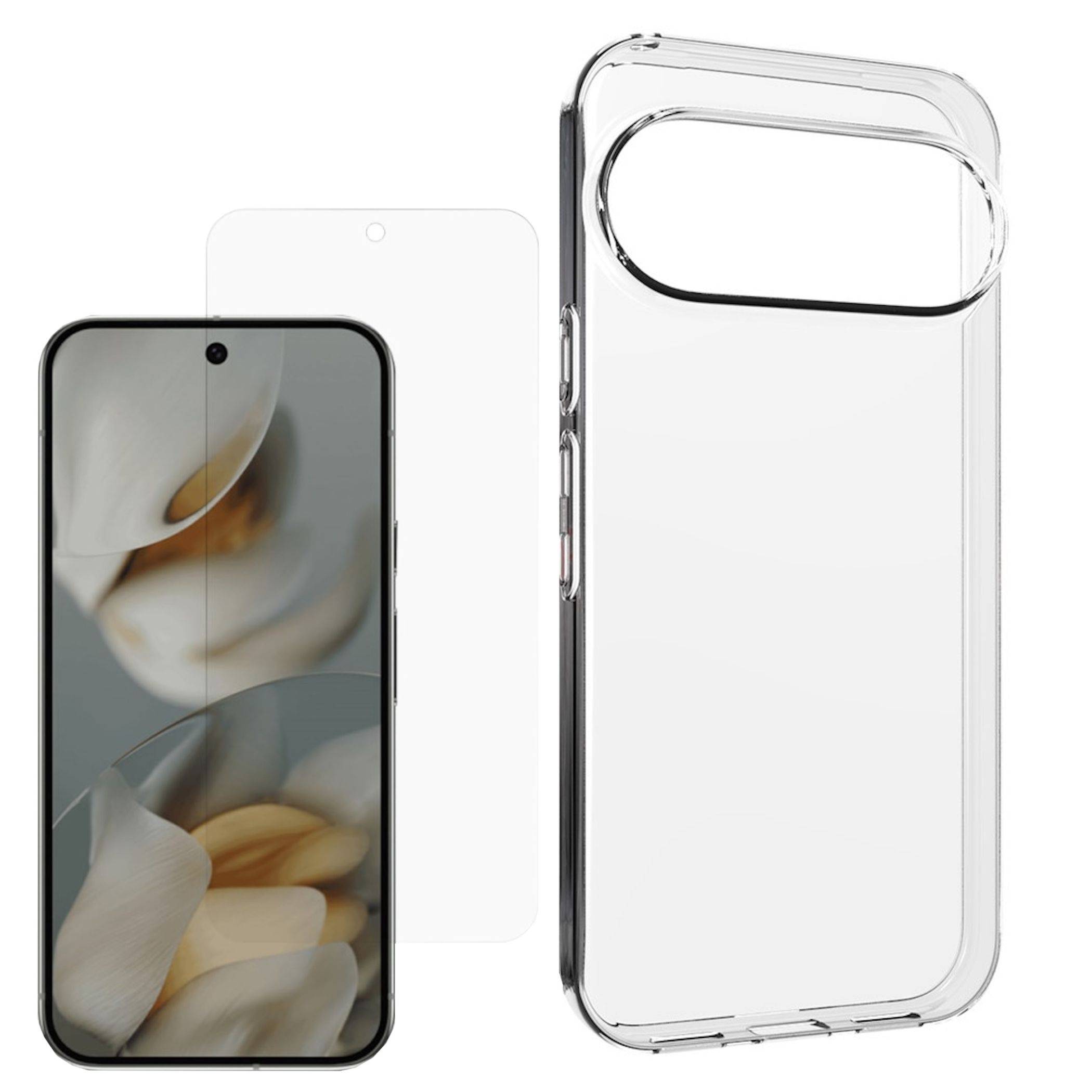 Handyhülle + 9H Schutzglas für Google Pixel 11 Pro XL TPU Set 2 in 1 Transparent-0