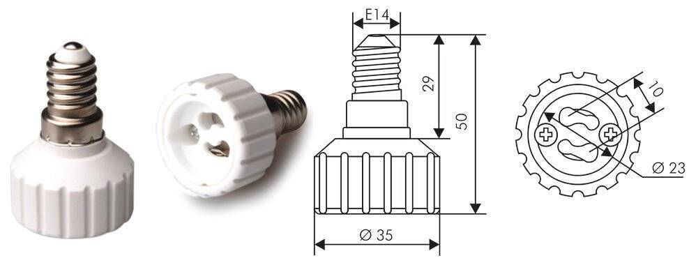 Preisbild für Adapter für Lampenhalterung E14 => GU10 Weiß