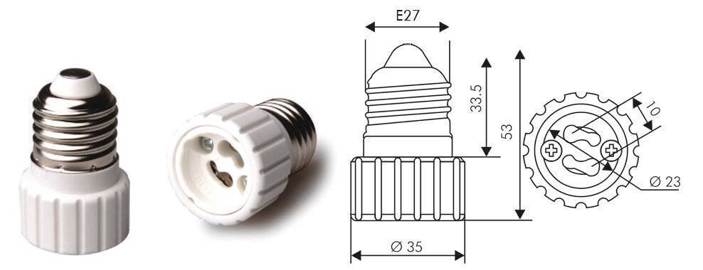 Preisbild für Adapter für Lampenhalterung E27 => GU10 Weiß