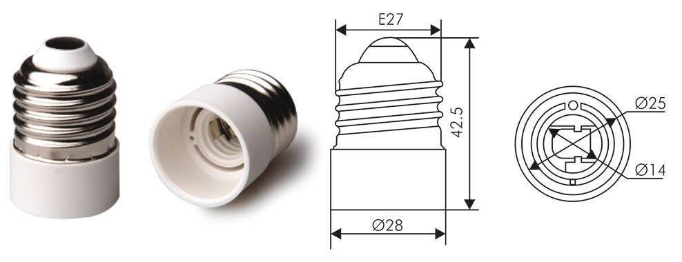 Preisbild für Adapter für Lampenhalterung E27 => E14 Weiß