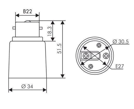 Preisbild für Adapter für Lampenhalterung B22 zu E27 Weiß