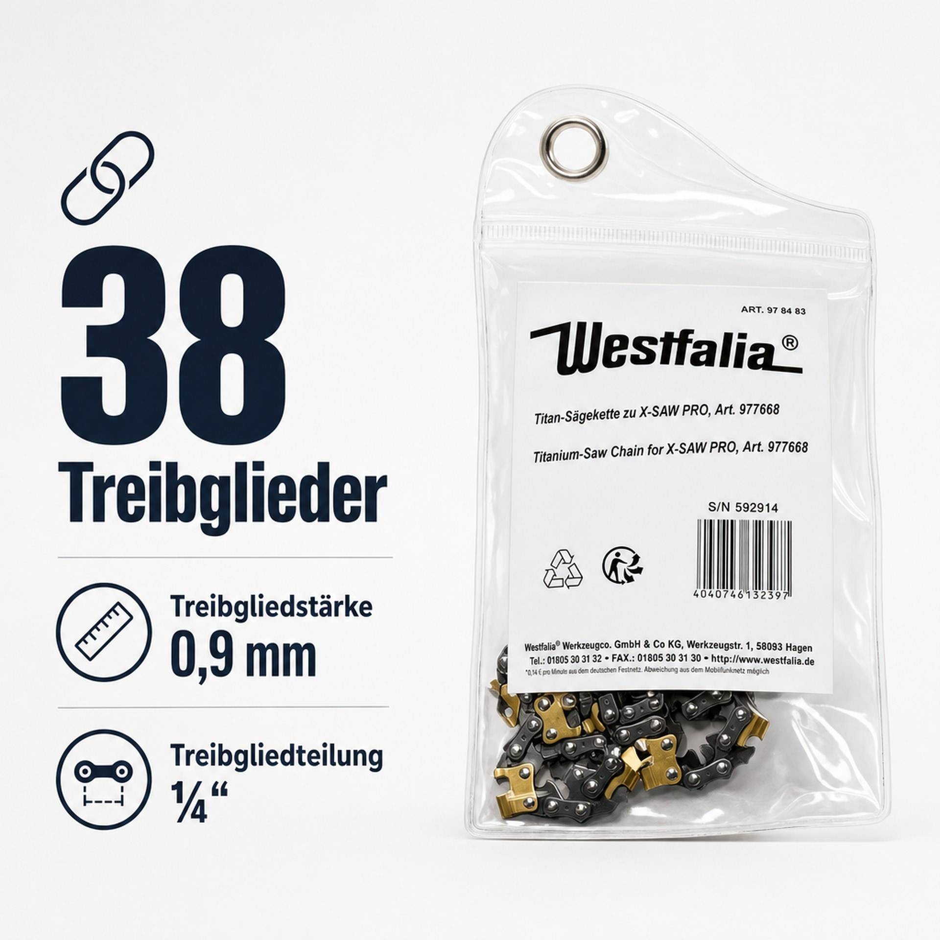 GartenMeister X-Saw Pro Ersatzsägekette Titanium gepanzert für 150 mm Schnittlänge-1