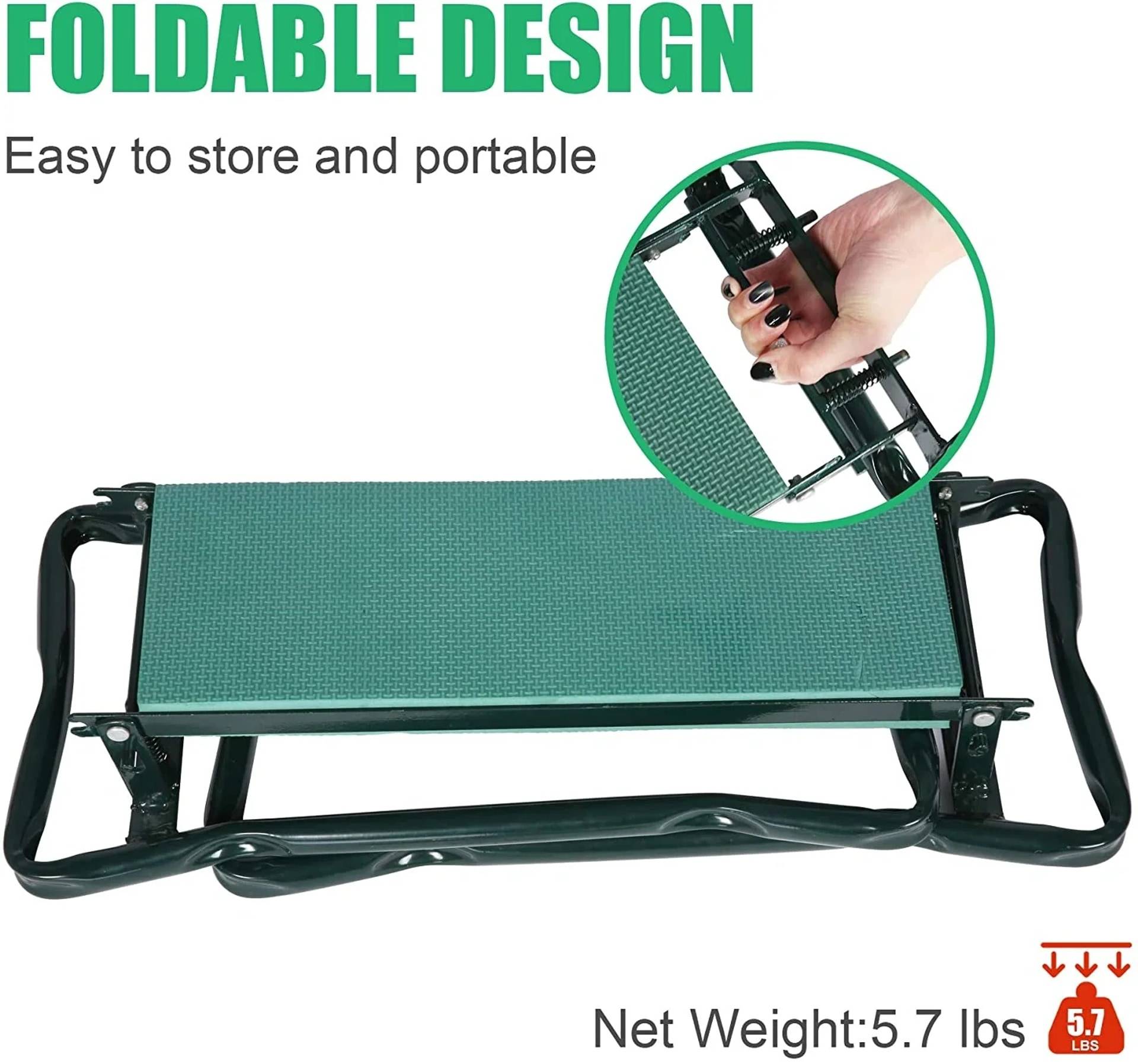 GartenMeister Sitz- und Kniebank 2 in 1 XXL, belastbar bis 150 kg, inklusive Werkzeugtasche-1