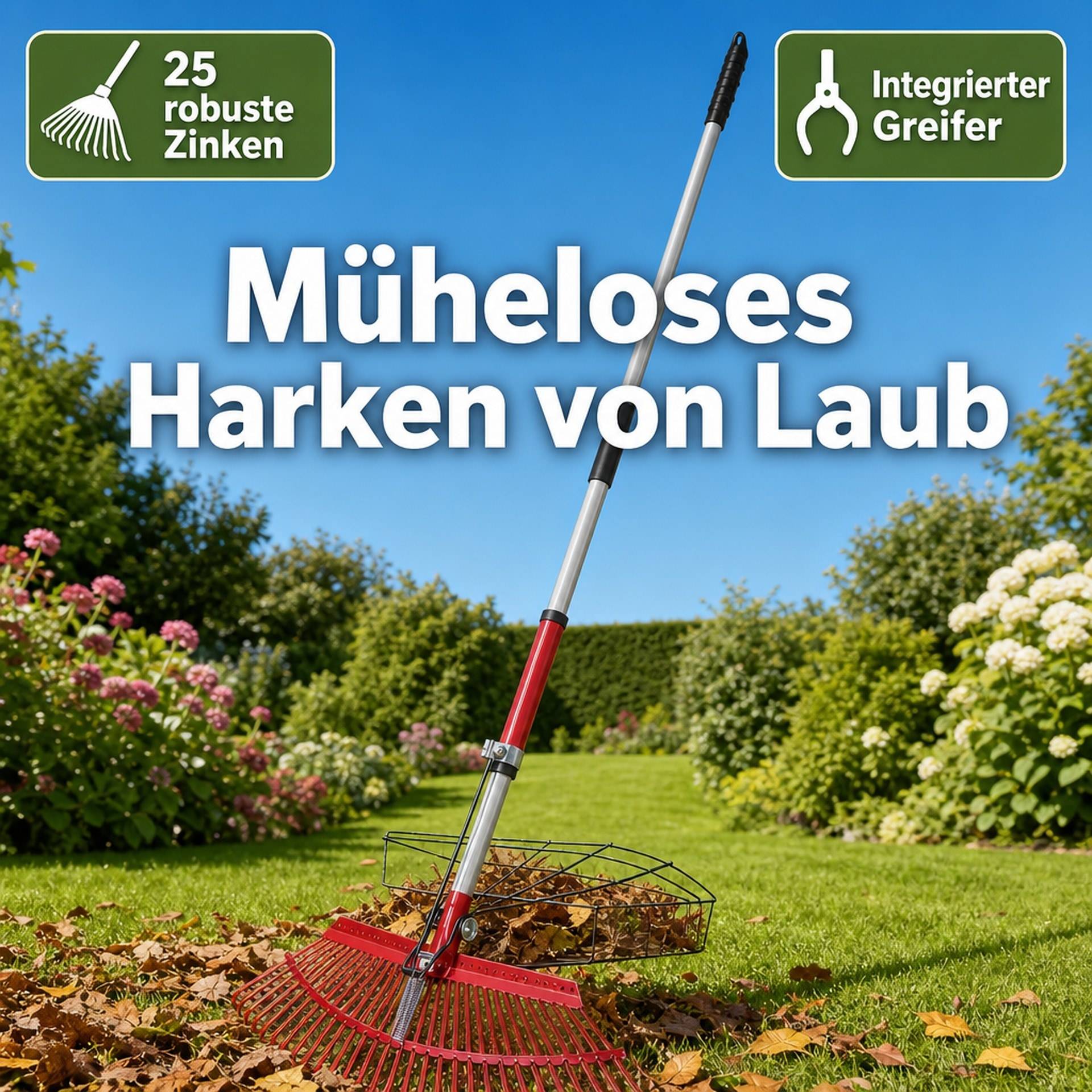 GartenMeister Universal-Rechen mit Greifer, 25 Zinken, teleskopierbar-5