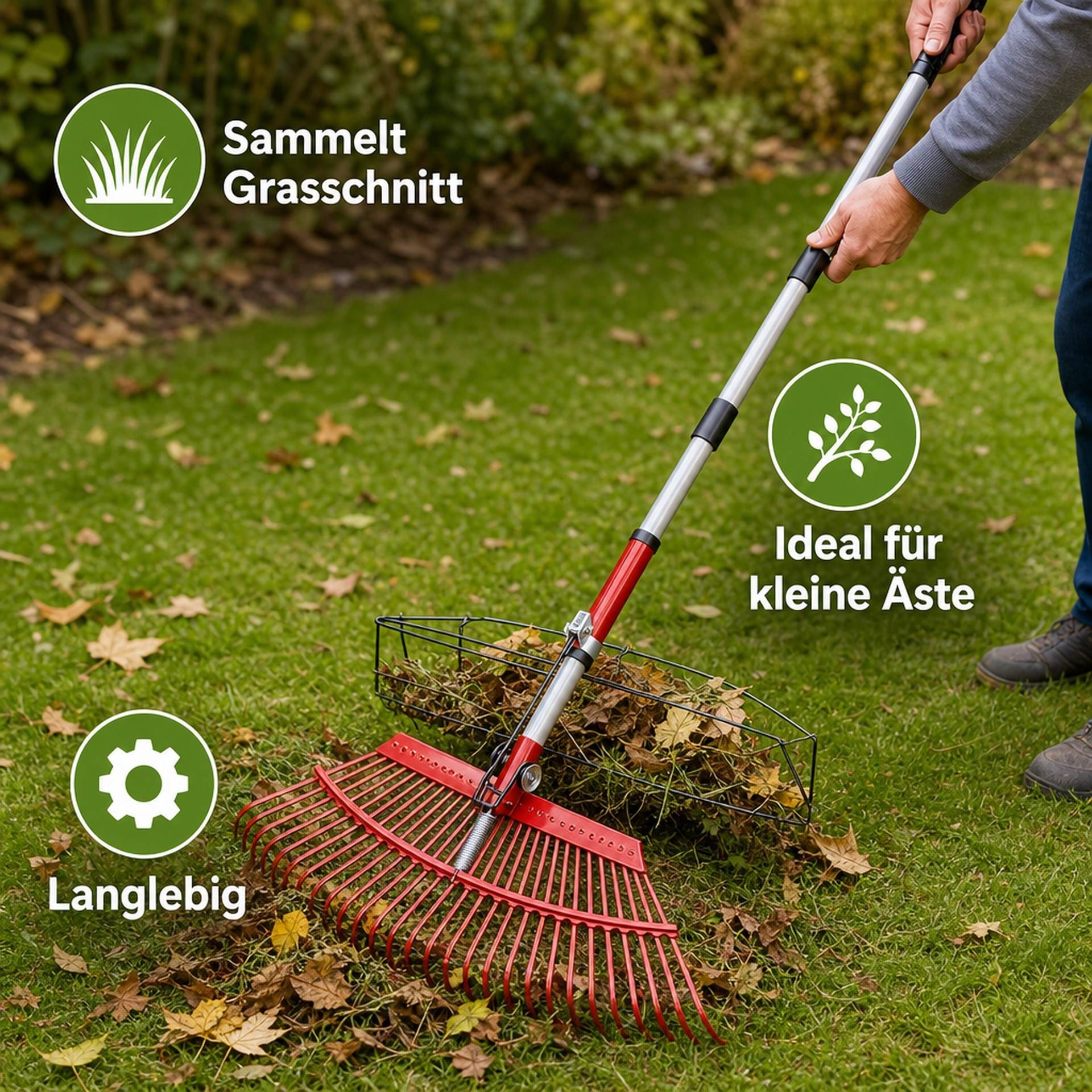 GartenMeister Universal-Rechen mit Greifer, 25 Zinken, teleskopierbar-6